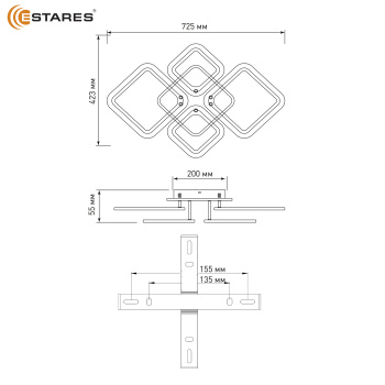 Управляемая светодиодная люстра OVAL prizma 80W 4S-RC-725x423x80-WHITE CLEAR-220-IP20