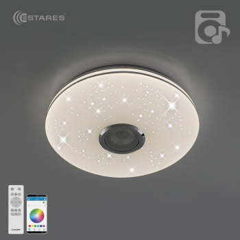 Управляемая светодиодная музыкальная люстра MUSIC RGB 40W R-APP-330-WHITE CHROME-220-IP20