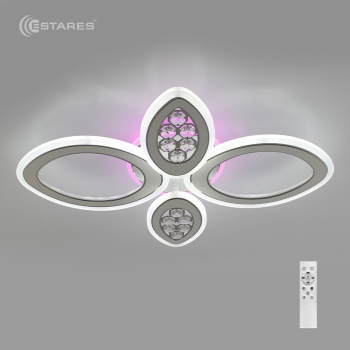 Управляемая светодиодная люстра OVAL RGB crystal 76W 4OV-APP-606x433x98-CROME WHITE-220-IP20