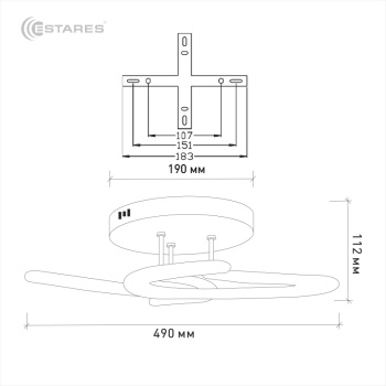Управляемый светодиодный светильник VOLNA SLIM DOUBLE 85W 3R-490x112-WHITE OPAL-220-IP20_2022