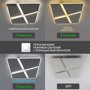 Управляемая светодиодная люстра AERO 72W 4S-ON OFF- 455x455x57-WHITE WHITE-220-IP20