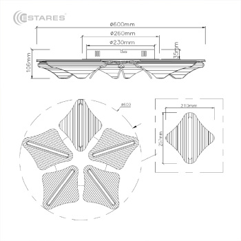 Управляемая светодиодная люстра LORELEA 60W R-RC-600x107-CHROME CLEAR-220-IP20