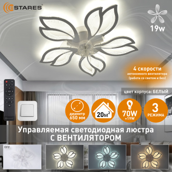 FAN ASTRA ICE 70W+19W 5F-IRC-WHITECLEARCLEAR Озон 1