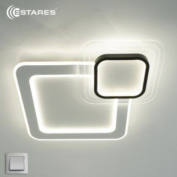 Управляемая светодиодная люстра SUVON 90W 2S-ON/OFF-480x480x70-WHITE/BLACK/CLEAR-220-IP20