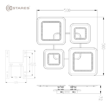 Управляемая светодиодная люстра OVAL DOUBLE RGB 120W 5S-APP-700x500x72-WHITE WHITE BULB-220-IP20