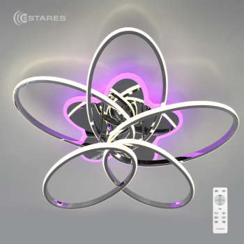 Управляемая светодиодная люстра ELLISSE RGB 100W 5F-600/160-RC-CHROME/OPAL-220-IP20