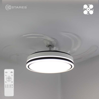 Управляемая светодиодная люстра c вентилятором FAN FOLD 90W+36W R-RC-500x403-WHITE/WHITE-220-IP20