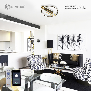 Управляемый светодиодный светильник MENSOLA 80W R-APP-530 450 60-BKACK GOLD WHITE-220-IP20