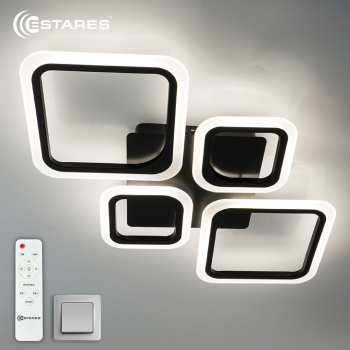 Управляемая светодиодная люстра OVAL 80W 4S-RC-725x423x55-BLACK/WHITE-220-IP20