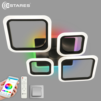 Управляемая светодиодная музыкальная люстра OVAL RGBmusic 85W 5S-APP-725x460x80-BLACK WHITE-220-IP20