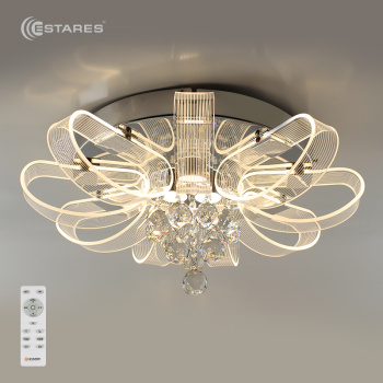 Управляемая светодиодная люстра ITALIKA 60W R-550x260-CHROME CLEAR-220-IP20