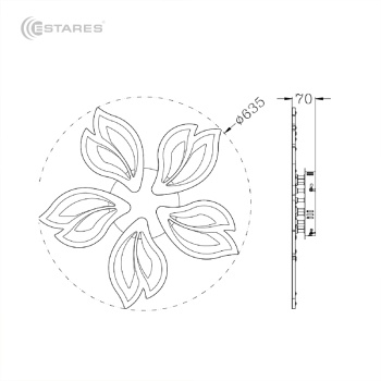 Управляемый светодиодный светильник ASTRA 120W 5F-APP 635x70-BLACK WHITE-220-IP20