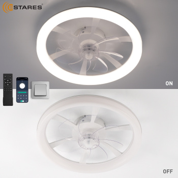 Управляемая светодиодная люстра с вент. FAN SIMPLE 45W+15W R-APP-460x120-WHITE WHITE-220-IP20