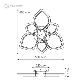 Управляемая светодиодная люстра AZALIA RGB 80W+10W 6R-APP-680x120-WHITE WHITE-220-IP20