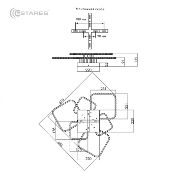 Управляемый светодиодный светильник PRINCE  ON OFF 144W 6S-680-CHROME CRYSTALL-220-IP20