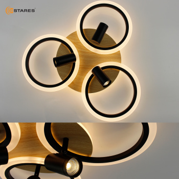 Управляемая светодиодная люстра SONNE downlight 80W 4R-APP-582x115-BLACK WOOD WHITE-220-IP20