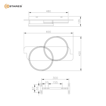 Управляемая светодиодная люстра  WOODY LOFT 80W 2R-APP-600x420x135-BLACK WOOD-220-IP20