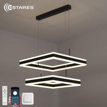 Управляемая светодиодная люстра STELLA 180W 2S-APP-500x500x1200-BLACK/WHITE-220-IP20