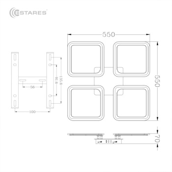Управляемая светодиодная люстра SONNE 120W 4S-APP-550x550x70-WHITE WHITE-220-IP20