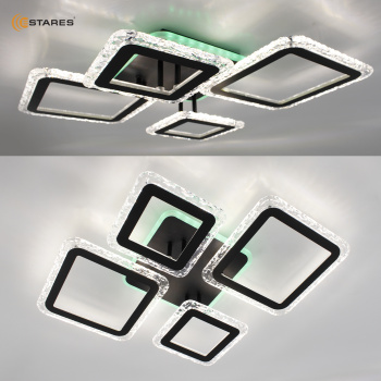 Управляемая светодиодная люстра OVAL ICE RGB 75W 5S-APP-725х500х93-BLACK CLEAR-220-IP20