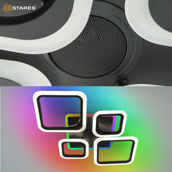 Управляемая светодиодная музыкальная люстра OVAL RGBmusic 85W 5S-APP-725x460x80-BLACK WHITE-220-IP20