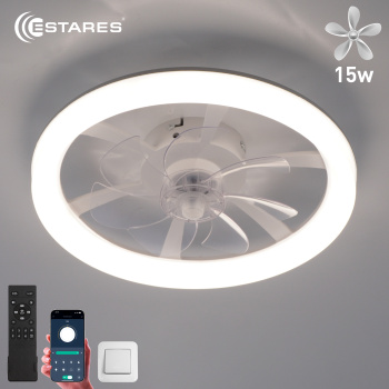 Управляемая светодиодная люстра с вент. FAN SIMPLE 45W+15W R-APP-460x120-WHITE WHITE-220-IP20