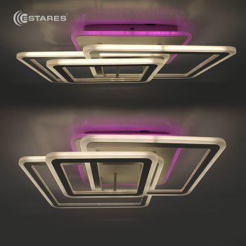 Управляемая светодиодная люстра SOLEN RGB 90W 4S-RC-520x520x110-WHITE WHITE-220-IP20