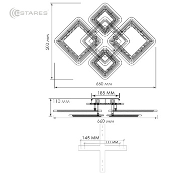 Управляемая светодиодная люстра OVAL DOUBLE RGB 104+20W 5S-APP-660x500x110-WHITE WHITE BULB-220-IP20
