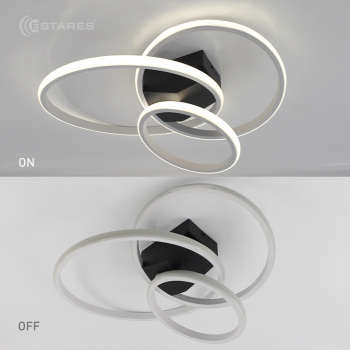 Управляемая светодиодная люстра KIOTO 90W 3R-RC-560x400x150-WHITE BLACK WHITE-220-IP20