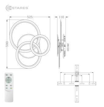 Управляемая светодиодная люстра SONNE 90W 4R-APP-590x525x110-WHITE WHITE-220-IP20