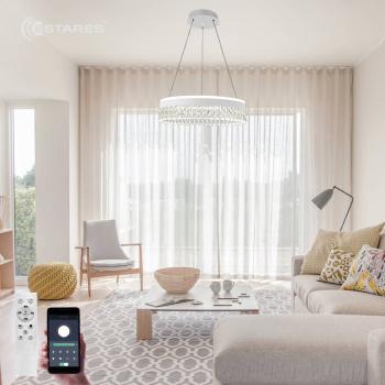 Управляемая светодиодная люстра CARINA 90W R-APP-500x1200-WHITE CLEAR-220-IP20