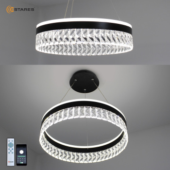 Управляемая светодиодная люстра CARINA 90W R-APP-500x1200-BLACK CLEAR-220-IP20