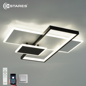 Управляемая светодиодная люстра LAMPARAS 90W 3L-APP-500x500x70-WHITE BLACK WHITE-220-IP20