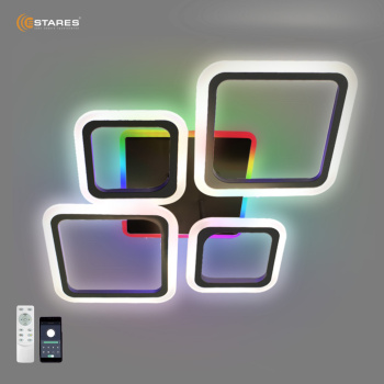 Управляемая светодиодная люстра OVAL RGB 75W 5S-APP-725х500х93-BLACK/WHITE-220-IP20 Ч