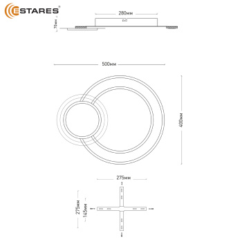 Управляемая светодиодная люстра SUVON 80W 2R-ON OFF-500x400x70-WHITE BLACK CLEAR-220-IP20