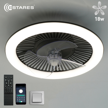 Управляемая LEDлюстра с вентилятором FN-LM TOP 70W+18W R-APP-480x125-BLACK/WHITE-220-IP20/SMARTHOME