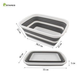 Таз складной силиконовый ES-BS-QFnew-27l-55x40x22 5-white gray