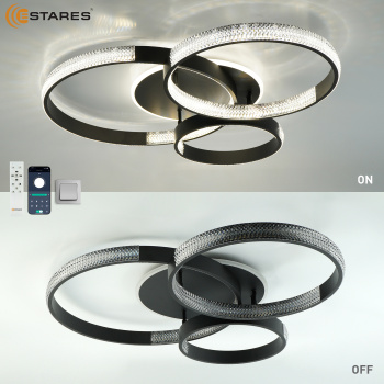 Управляемая светодиодная люстра MISS 120W 4R-APP-800x690x115-BLACK CLEAR-220-IP20