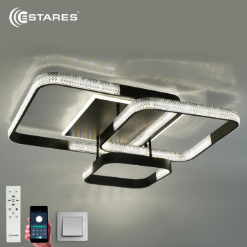 Управляемая светодиодная люстра MISTER 140W 4S-APP-720x660x160-BLACK/CLEAR-220-IP20