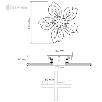 Управляемый светодиодный светильник ASTRA 120W 5F-APP 624x80-WHITE WHITE-220-IP20_H