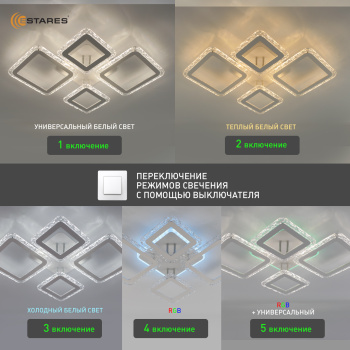 Управляемая светодиодная люстра OVAL ICE RGB 75W 5S-APP-725х500х93-WHITE CLEAR-220-IP20