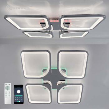 Управляемая светодиодная люстра LOOK RGB 110W 5S-APP-550x550x70-CHROME WHITE-220-IP20_Ч