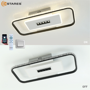 Управляемая светодиодная люстра MOND 65W 5DL 2SL-APP-610x250x60-BLACK WHITE CRYSTAL-220-IP20