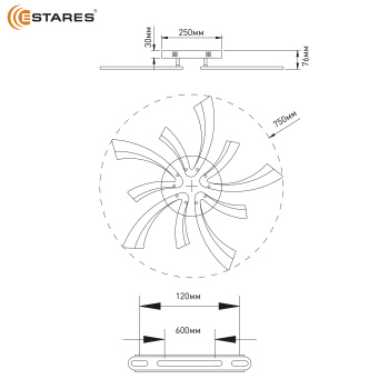 Управляемый светодиодный светильник ALESSIA 100W 5F-APP-750x76-WHITE WHITE-220-IP20