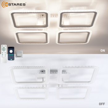 Управляемая светодиодная люстра SONNE prizma RGB 100W 5S-APP-540X540X70-WHITE CLEAR-220-IP20