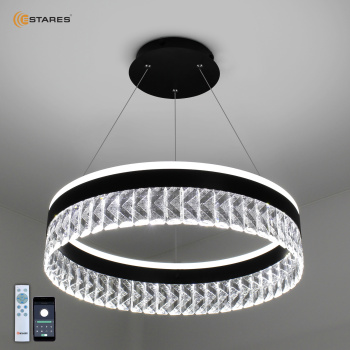 Управляемая светодиодная люстра CARINA 90W R-APP-500x1200-BLACK CLEAR-220-IP20