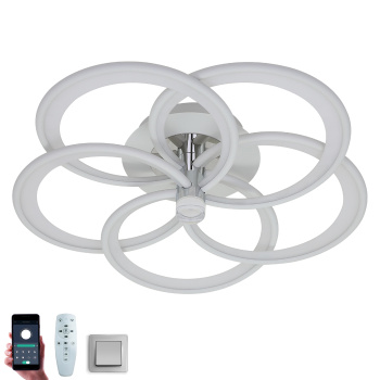 Управляемая светодиодная люстра  MADEMUASEL 110W 5С-APP-520x140-WHITE CHROME WHITE-220-IP20