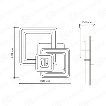 Управляемый светодиодный светильник TRIPLEX SQUARE 124W S-600 600-WHITE WHITE-220-IP44 2019