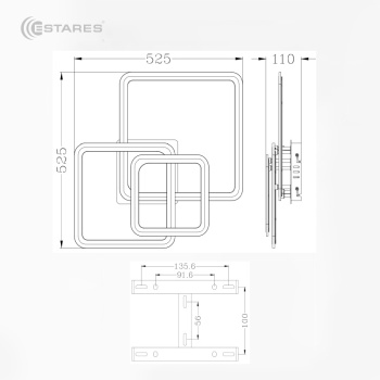 Управляемая светодиодная люстра SONNE 80W 3S-APP-520x520x110-WHITE WHITE-220-IP20