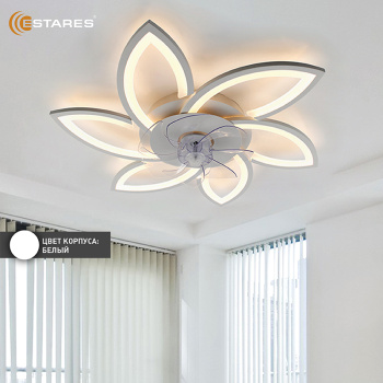 Управляемая светодиодная люстра с вент. FAN FLOWER 92W+18W R-APP-770x120-WHITE WHITE-220-IP20